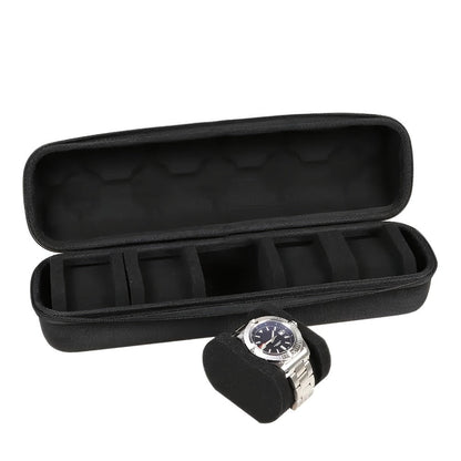 Watch Box - 5 Slot Travel Case Hardshell Organizer with Soft Foam Pillows & Carry - product detail view 5