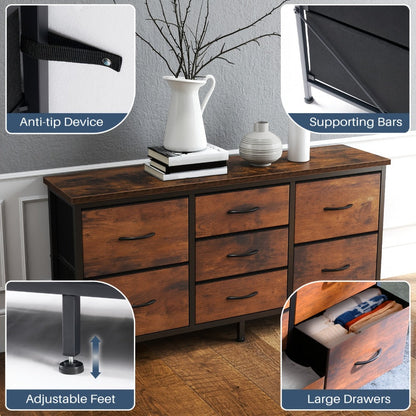 Wide Fabric Dresser, Drawer Storage Cabinet for Organized Everyday Storage in Bedroom detail image - detail view 10
