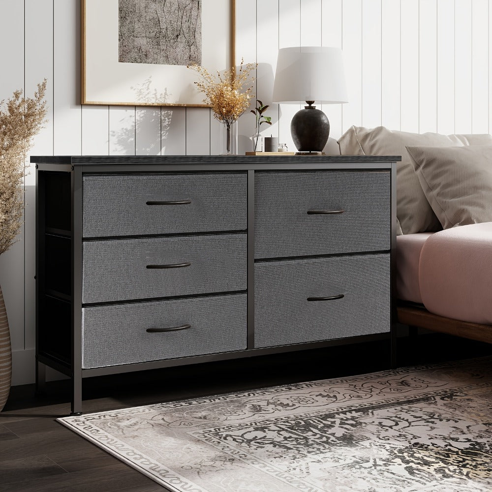 Wide Fabric Dresser, Drawer Storage Cabinet for Organized Everyday Storage in Bedroom detail image - detail view 11