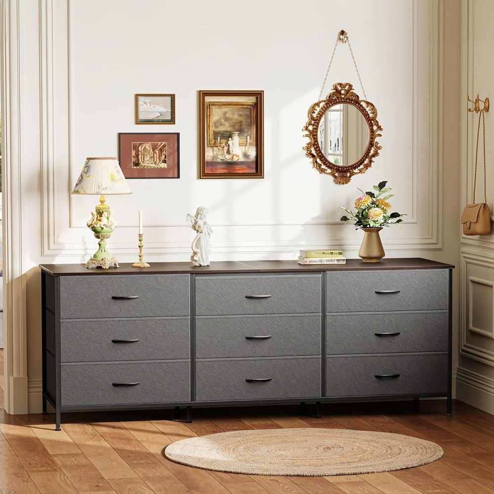 Wide Fabric Dresser, Drawer Storage Cabinet for Organized Everyday Storage in Bedroom detail image - detail view 13