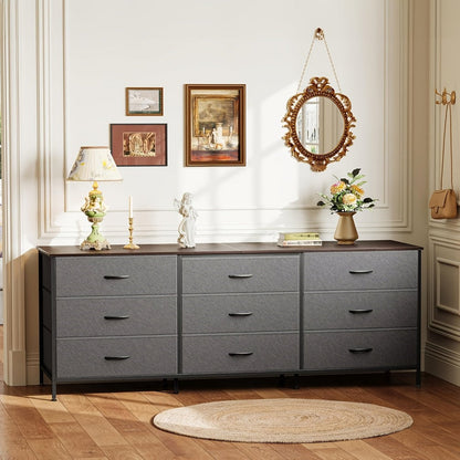 Wide Fabric Dresser, Drawer Storage Cabinet for Organized Everyday Storage in Bedroom detail image - detail view 13