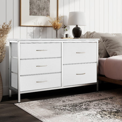 Wide Fabric Dresser, Drawer Storage Cabinet for Organized Everyday Storage in Bedroom detail image - detail view 15