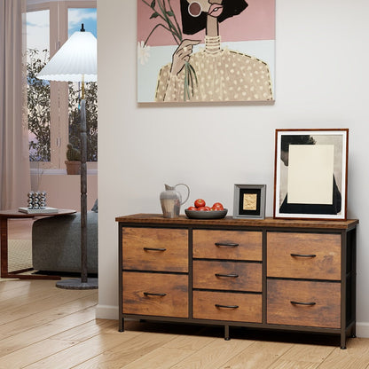 Wide Fabric Dresser, Drawer Storage Cabinet for Organized Everyday Storage in Bedroom detail image - detail view 16