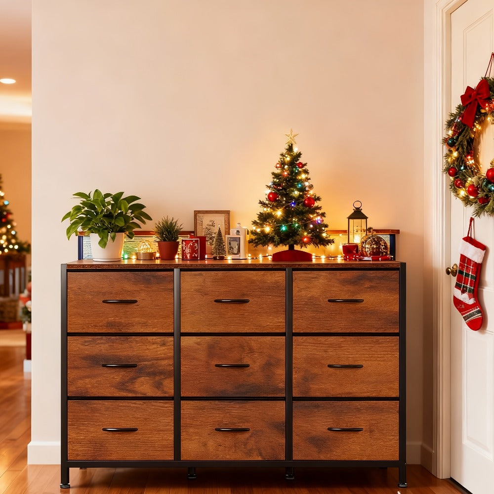 Wide Fabric Dresser, Drawer Storage Cabinet for Organized Everyday Storage in Bedroom detail image - detail view 17