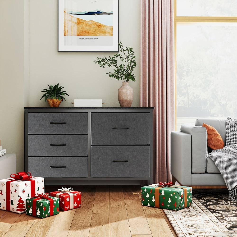 Wide Fabric Dresser, Drawer Storage Cabinet for Organized Everyday Storage in Bedroom detail image - detail view 20