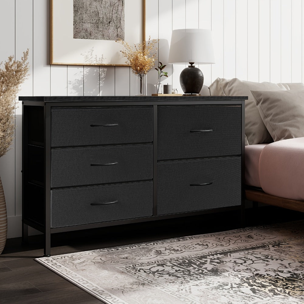 Wide Fabric Dresser, Drawer Storage Cabinet for Organized Everyday Storage in Bedroom detail image - detail view 3