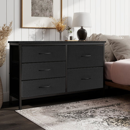 Wide Fabric Dresser, Drawer Storage Cabinet for Organized Everyday Storage in Bedroom detail image - detail view 3