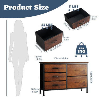 Wide Fabric Dresser, Drawer Storage Cabinet for Organized Everyday Storage in Bedroom detail image - detail view 4