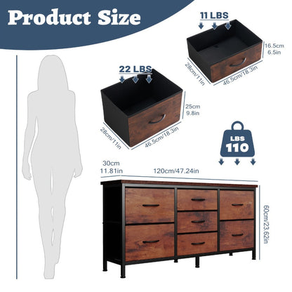 Wide Fabric Dresser, Drawer Storage Cabinet for Organized Everyday Storage in Bedroom detail image - detail view 6