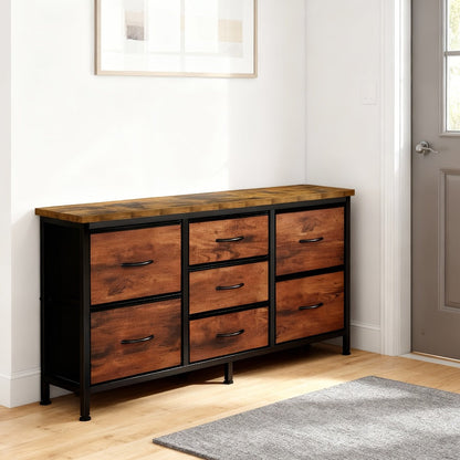 Wide Fabric Dresser, Drawer Storage Cabinet for Organized Everyday Storage in Bedroom detail image - detail view 7