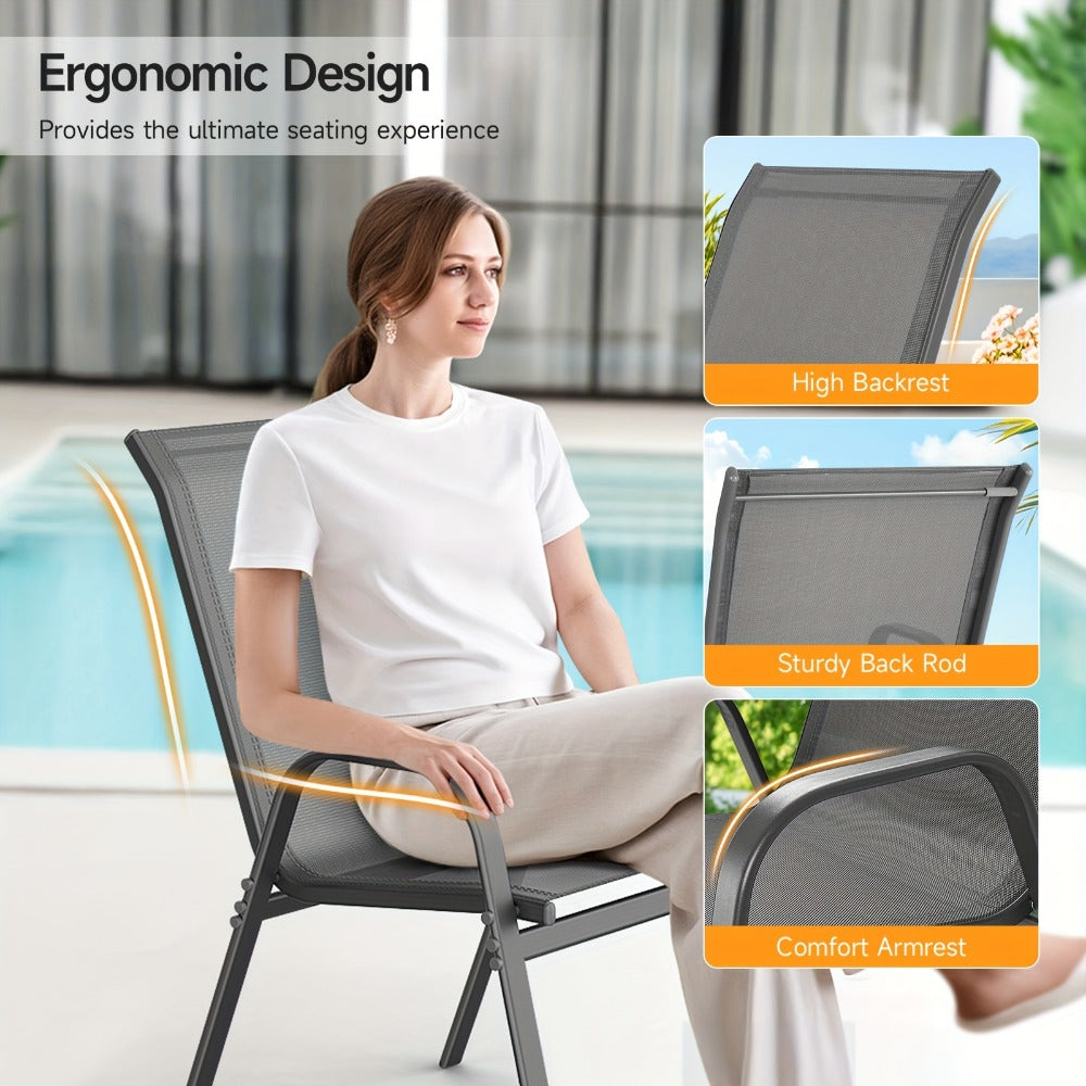 Wide Outdoor Chair with High Back and Multiple Color Options for Patio detail image - detail view 12