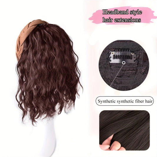 Wigs - Synthetic Half Wig Hair Patch 12 Inch Water Ripple Roll Wave Hair Band - product detail view 2