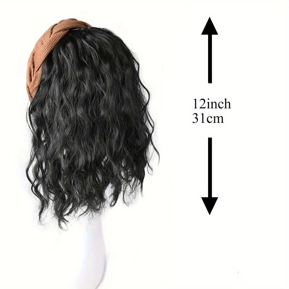 Wigs - Synthetic Half Wig Hair Patch 12 Inch Water Ripple Roll Wave Hair Band - product detail view 6