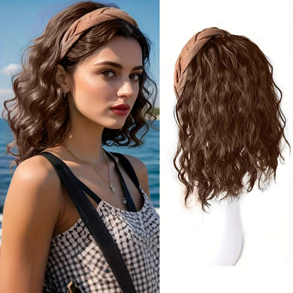Wigs - Synthetic Half Wig Hair Patch 12 Inch Water Ripple Roll Wave Hair Band - product detail view 9