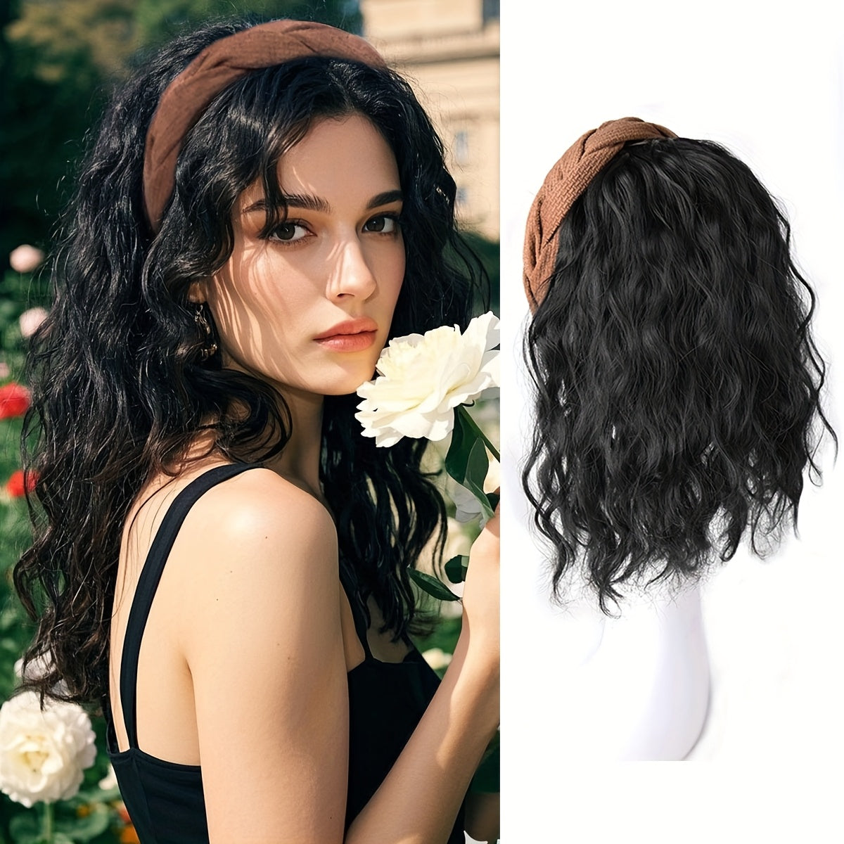 Wigs - Synthetic Half Wig Hair Patch 12 Inch Water Ripple Roll Wave Hair Band - product detail view 11