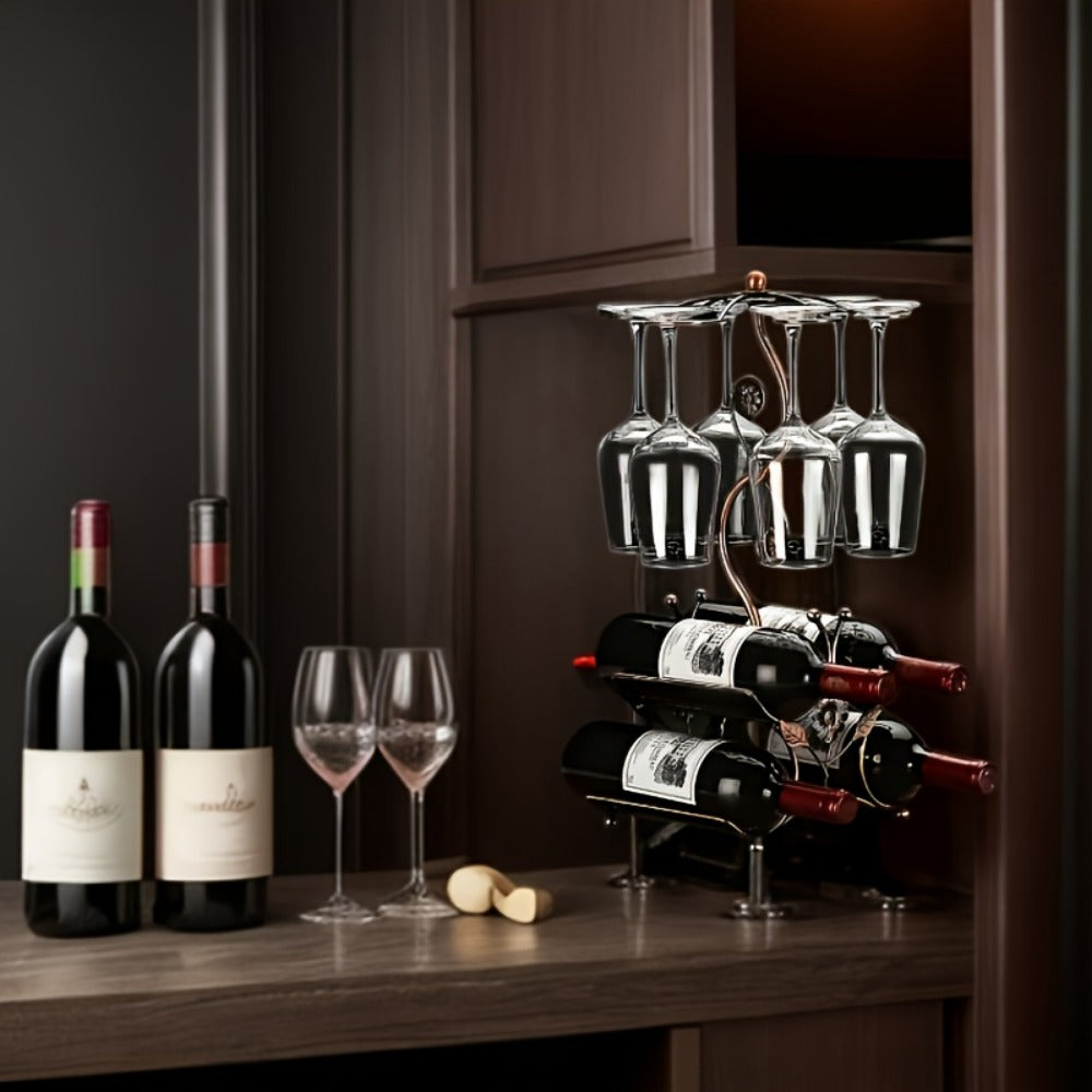 Wine Rack with Wine Glass Holder for Organized Everyday Storage in Kitchen detail image - detail view 5