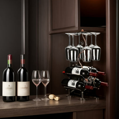 Wine Rack with Wine Glass Holder for Organized Everyday Storage in Kitchen detail image - detail view 5