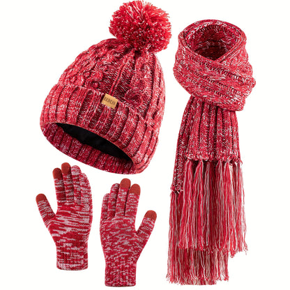 Winter Accessories Set - Hat Scarf Gloves for Women 3 Piece Warm Suede Touch Coordinated Cold - product detail view 19