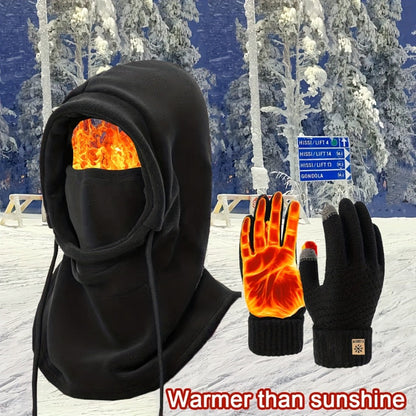 Winter Accessories Set - Men's Hat & Gloves Warm Beanie Head Cover Neck Scarf Cold Weather Bundle - product detail view 9