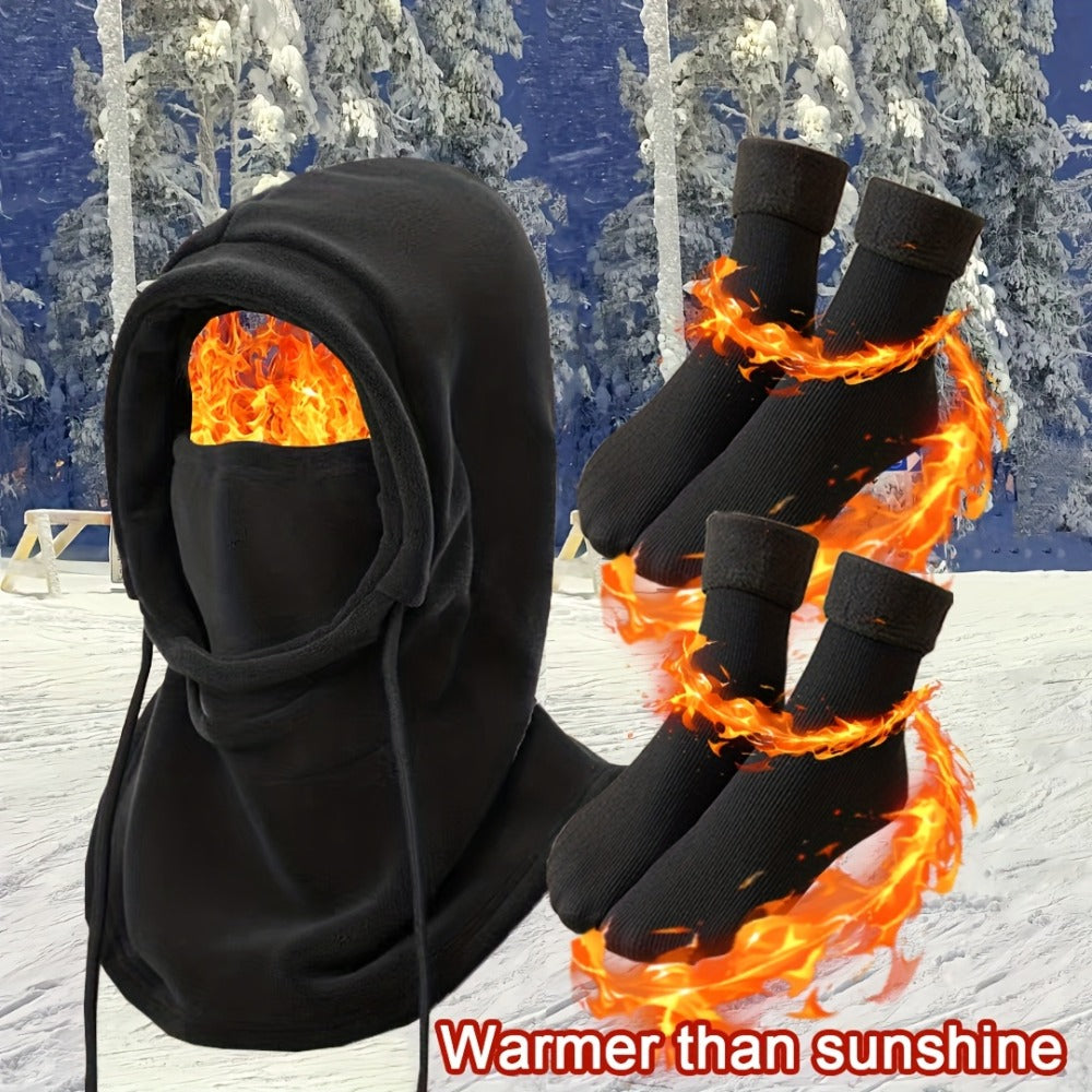 Winter Accessories Set - Men's Hat & Gloves Warm Beanie Head Cover Neck Scarf Cold Weather Bundle - product detail view 10