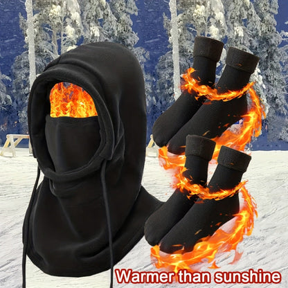 Winter Accessories Set - Men's Hat & Gloves Warm Beanie Head Cover Neck Scarf Cold Weather Bundle - product detail view 10