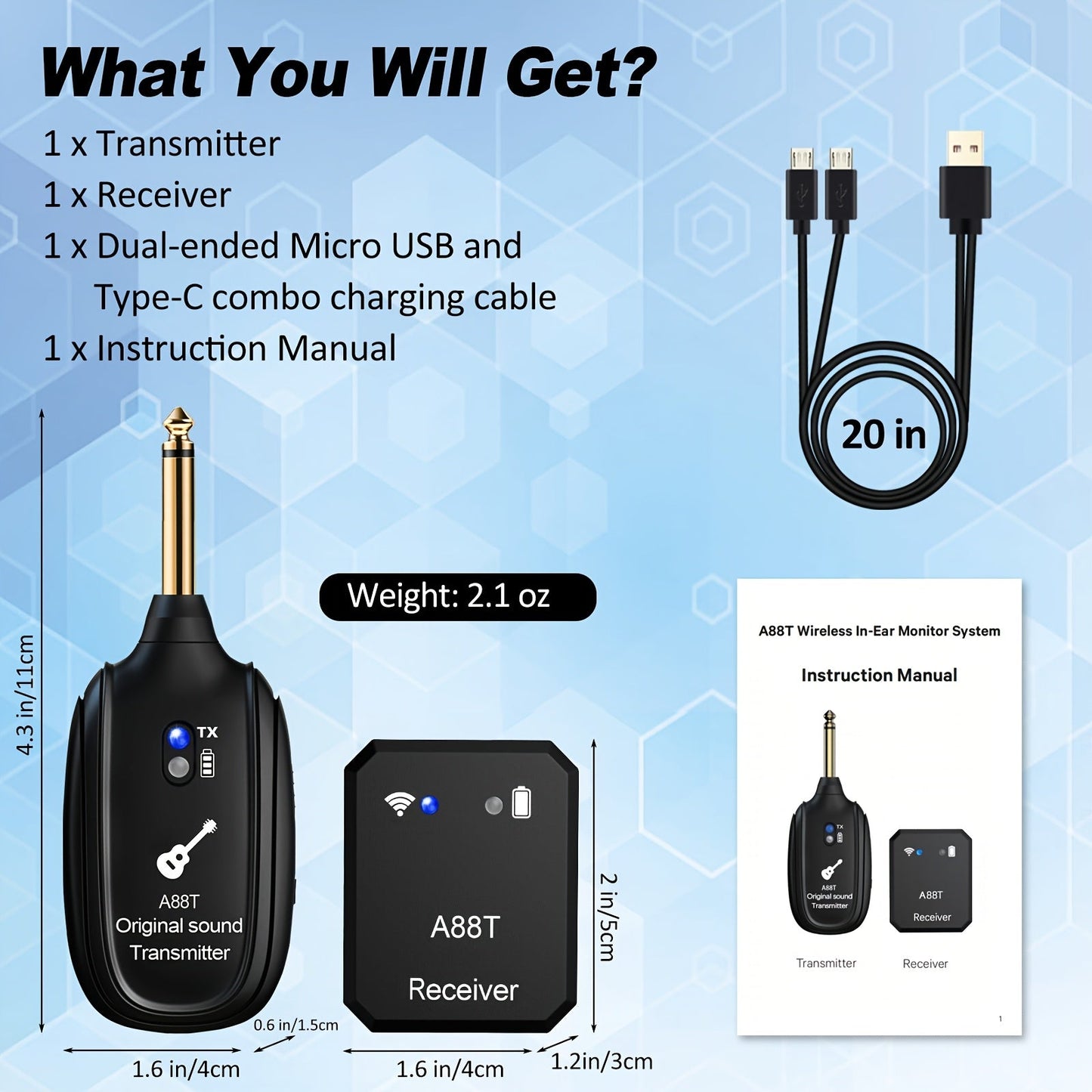 Wireless In-Ear Monitor System shown in the A88T option