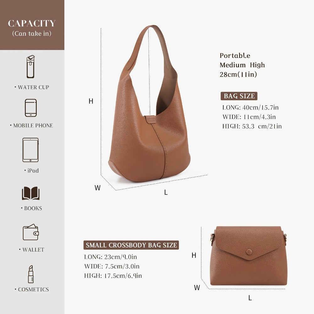 Crossbody Bag for Women – 2 Piece, 3 Colors, Vegan Leather – detail view 10
