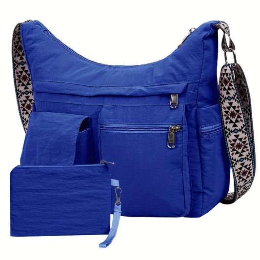 Crossbody Bag for Women – 2-Piece, Nylon, Lightweight, Multi-Pocket – front view