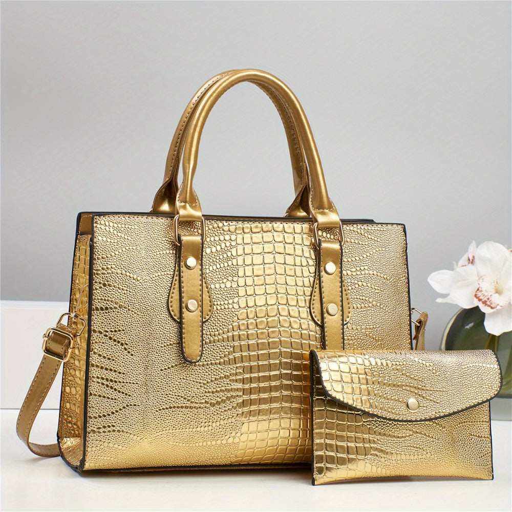 Crossbody Bag for Women – 2-Piece, PU Leather, Large Capacity, for Travel & Work – front view
