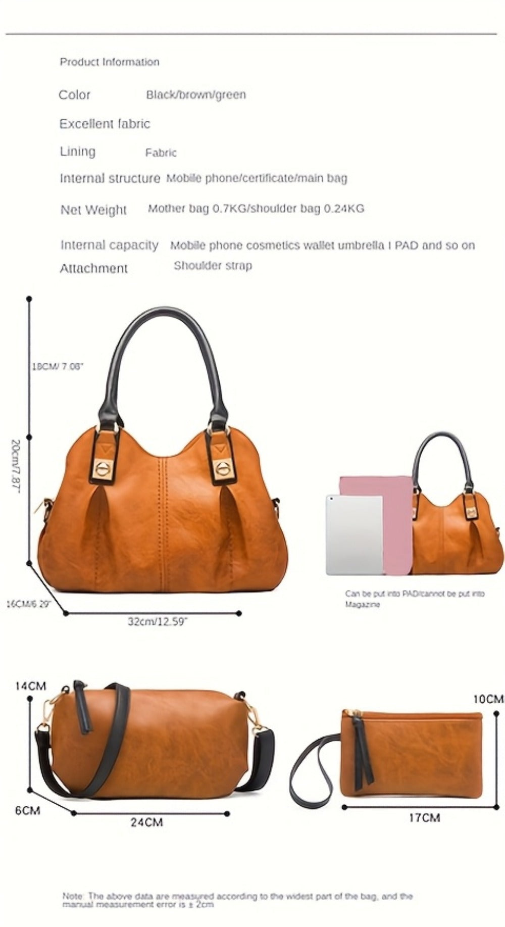 Crossbody Bag for Women – 4-Piece, Large Capacity, Multi-Pocket, Adjustable Strap – detail view 16