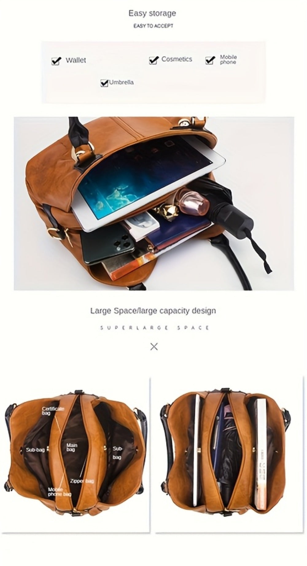 Crossbody Bag for Women – 4-Piece, Large Capacity, Multi-Pocket, Adjustable Strap – detail view 17