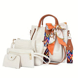 4PCS White Crocodile Pattern