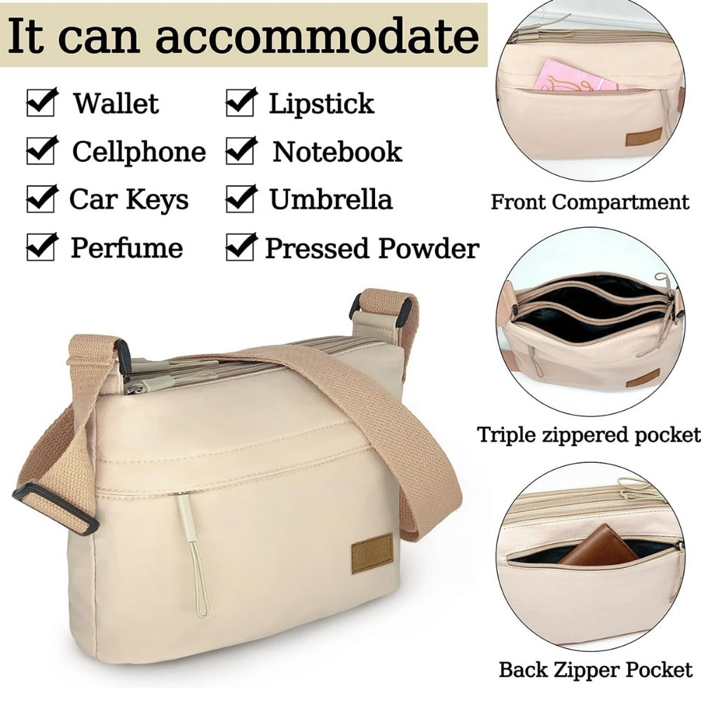Crossbody Bag for Women – 5 Pockets, Canvas, for Travel & Work – detail view 9