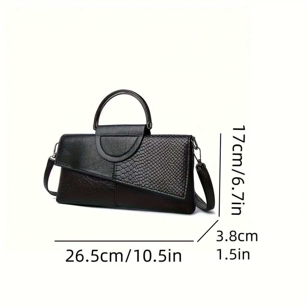 Crossbody Bag for Women – Adjustable Strap, Snake Print Keychain Black Microfiber – detail view 9
