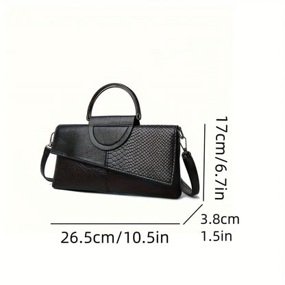Crossbody Bag for Women – Adjustable Strap, Snake Print Keychain Black Microfiber – detail view 9
