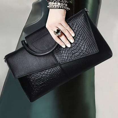 Crossbody Bag for Women – Adjustable Strap, Snake Print Keychain Black Microfiber – alternate view