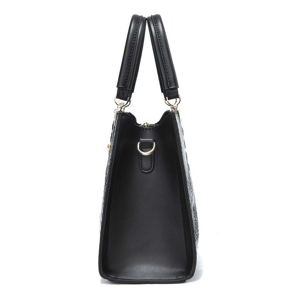 Crossbody Bag for Women – Convertible, Croc Print Heart Charm Top – detail view 2