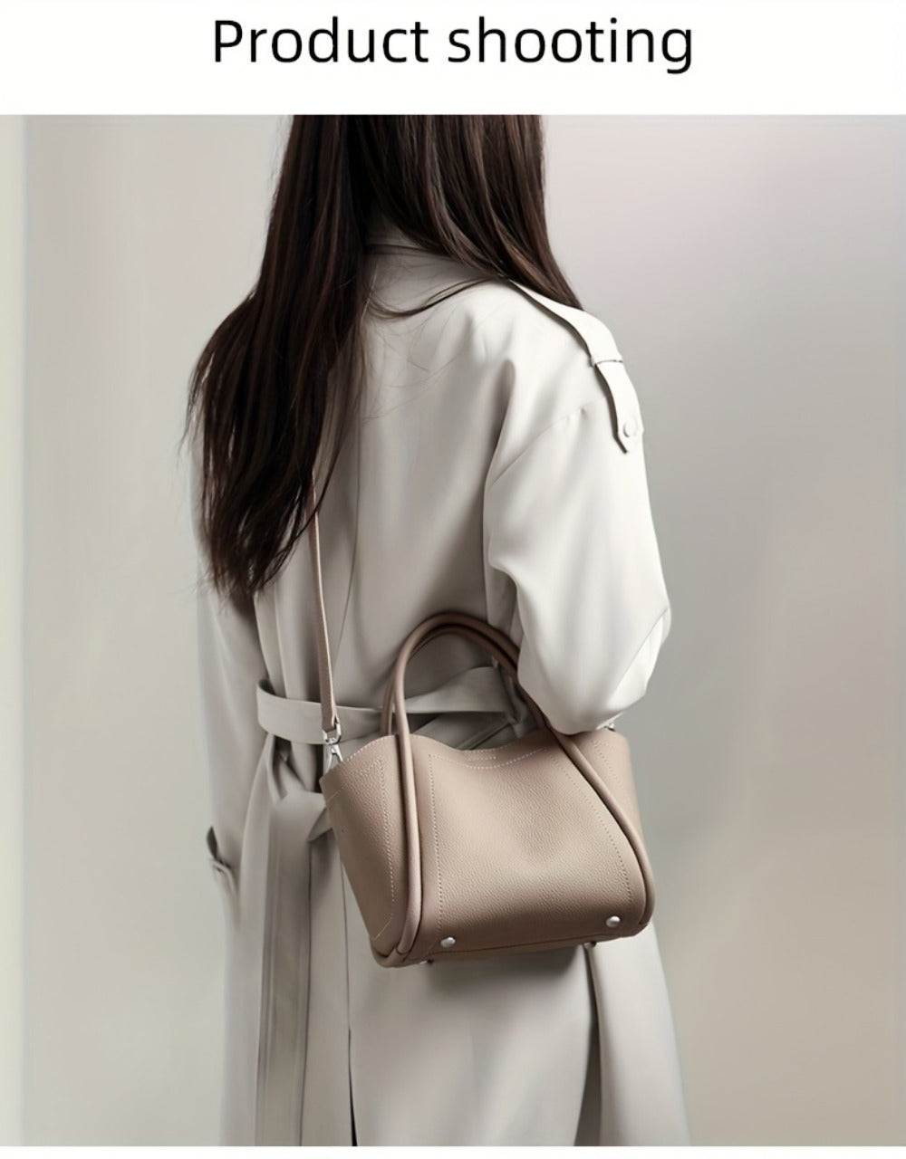 Crossbody Bag for Women – Cowhide Leather Basket Luxury Niche – detail view 24