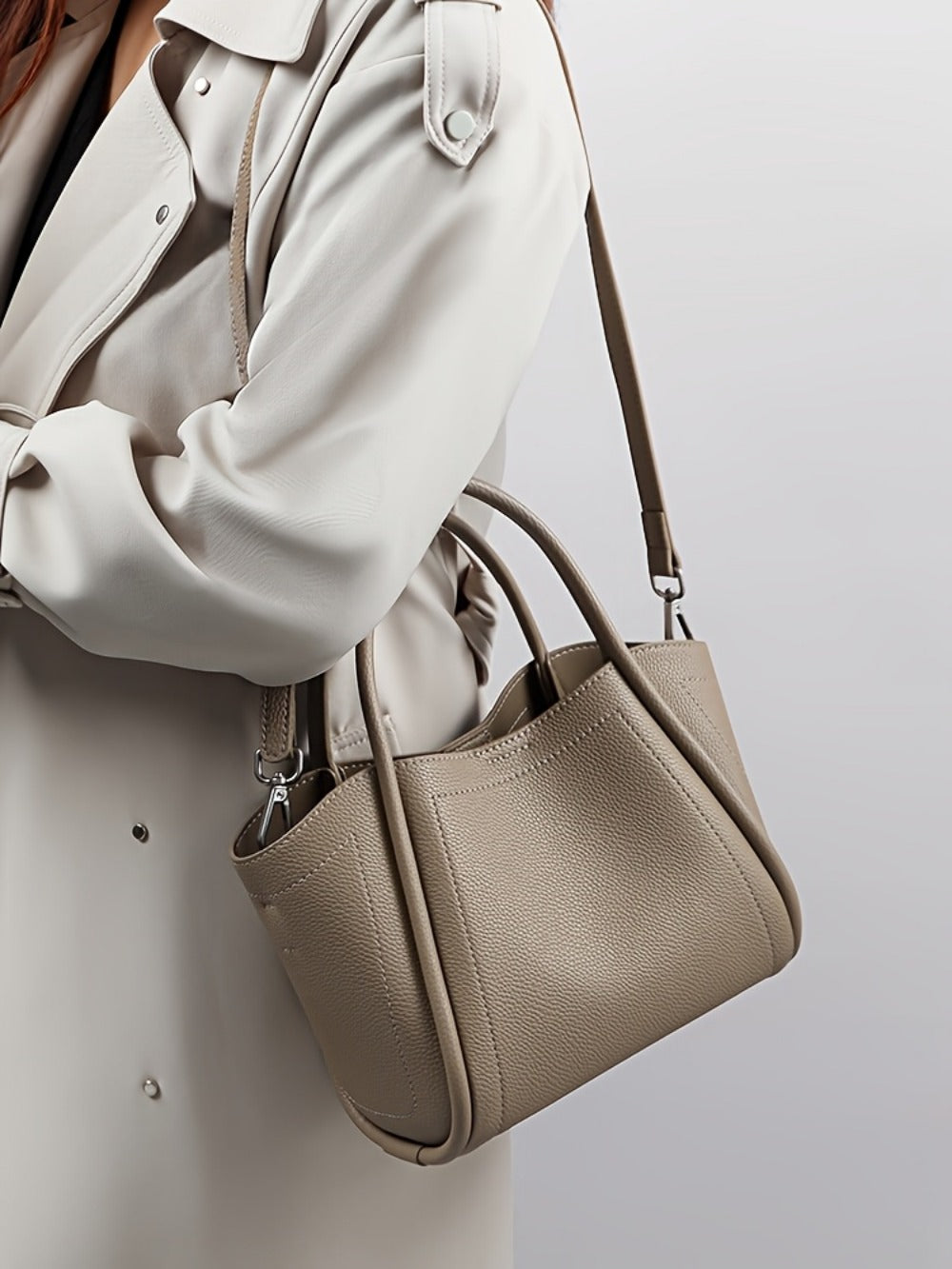 Crossbody Bag for Women – Cowhide Leather Basket Luxury Niche – detail view 27