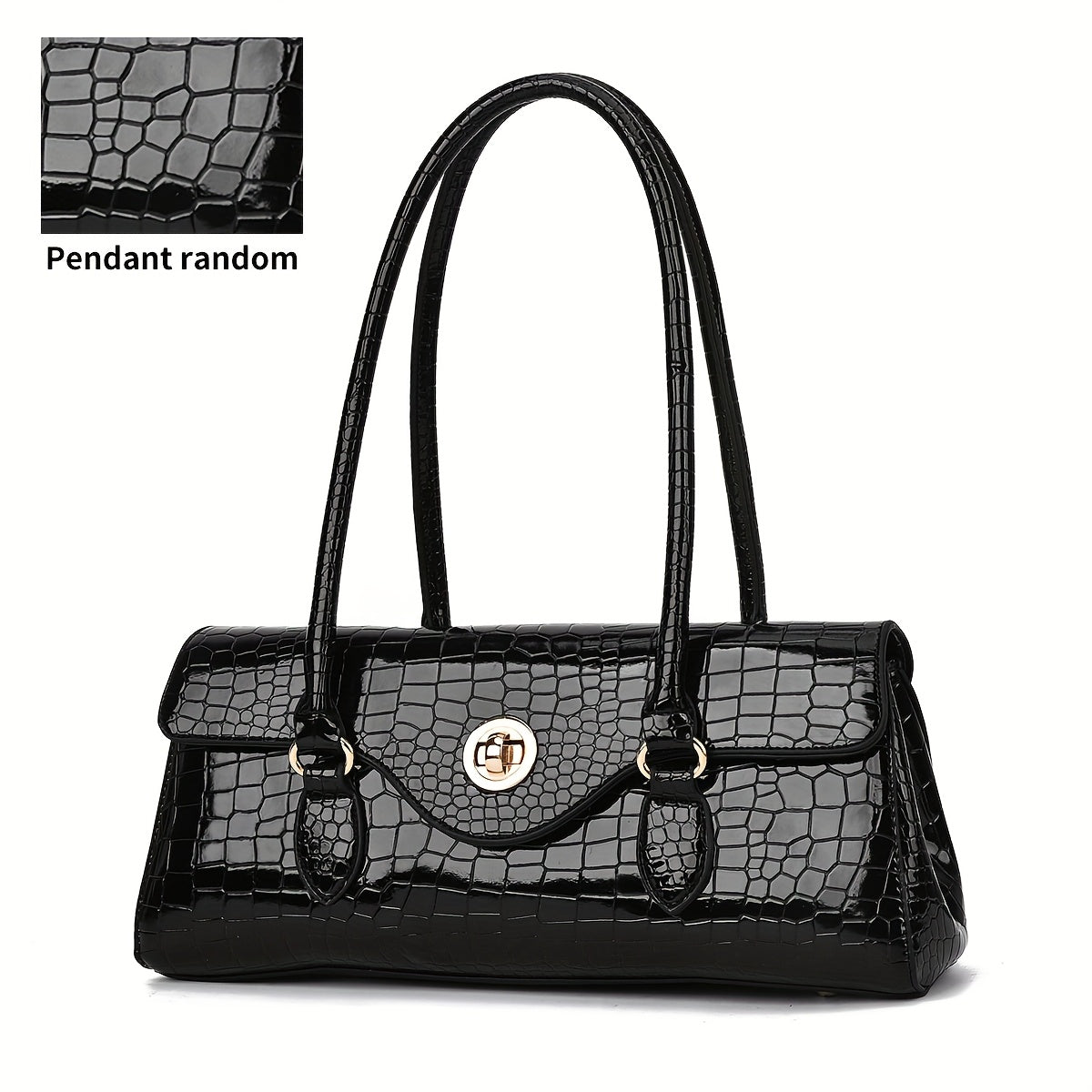 Crossbody Bag for Women – Crocodile Embossed High Gloss Textured – front view - product view 14