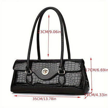 Crossbody Bag for Women – Crocodile Embossed High Gloss Textured – detail view 9
