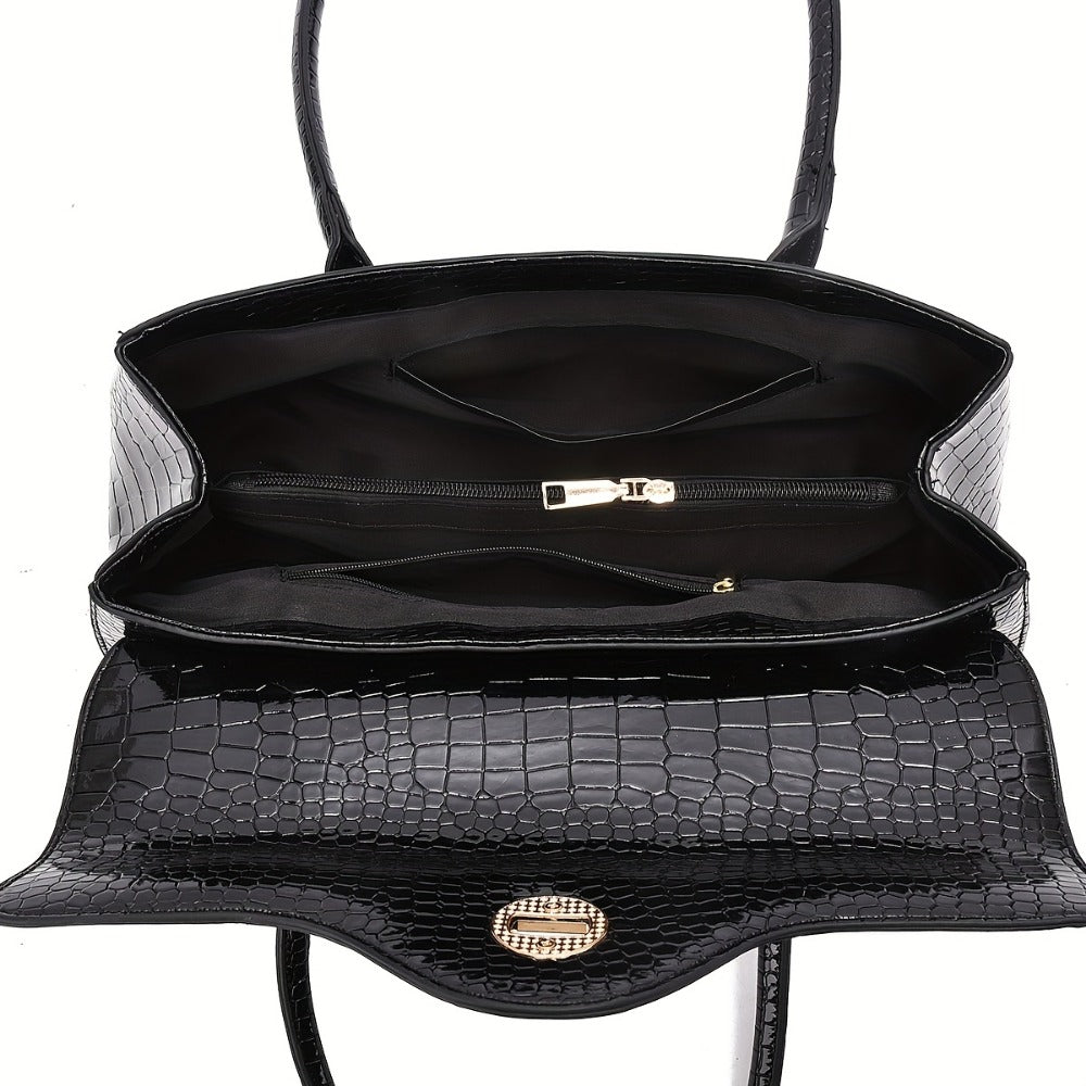 Crossbody Bag for Women – Crocodile Embossed High Gloss Textured – detail view 11