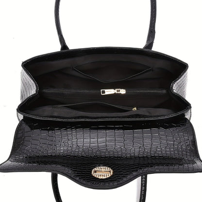 Crossbody Bag for Women – Crocodile Embossed High Gloss Textured – detail view 11