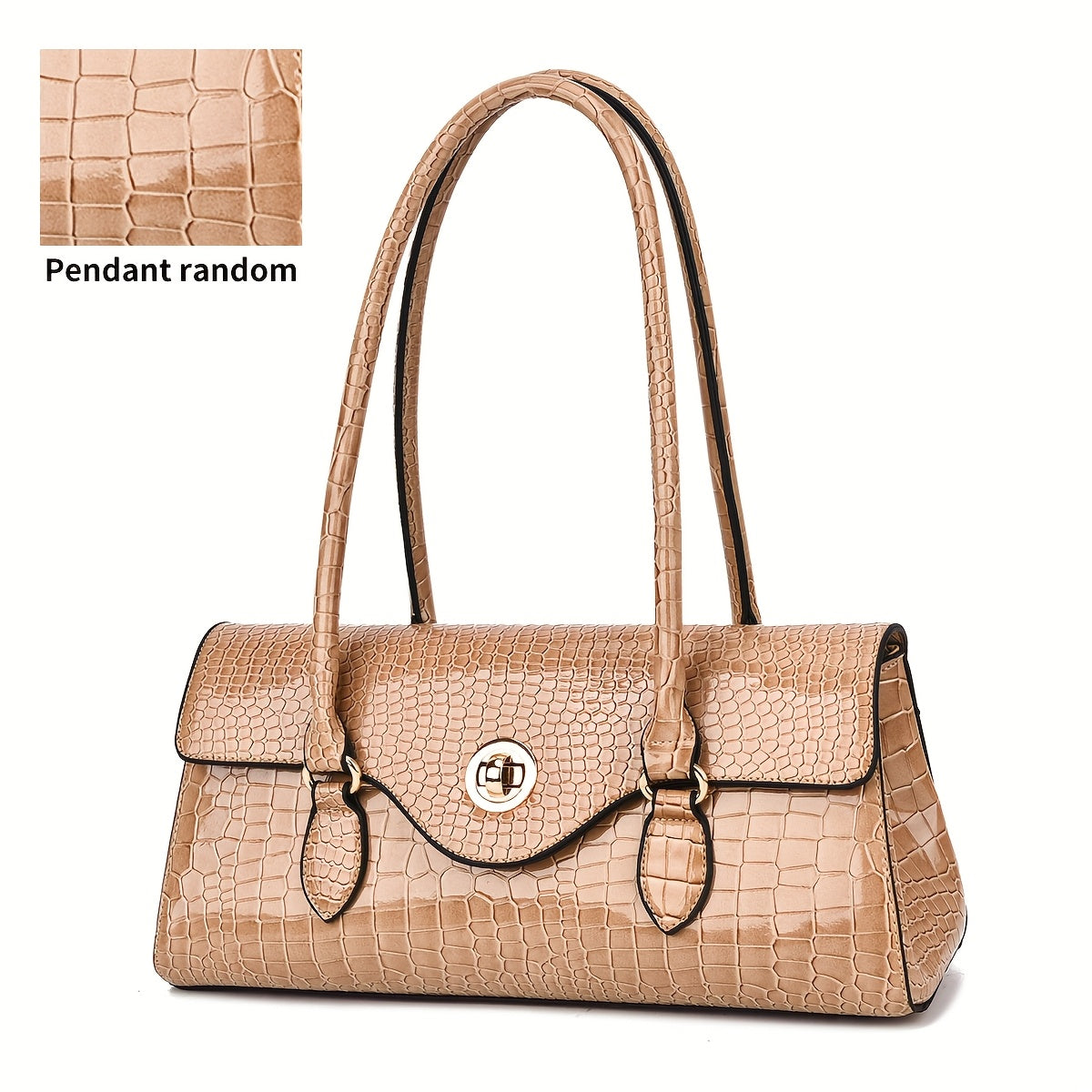Crossbody Bag for Women – Crocodile Embossed High Gloss Textured – detail view 3