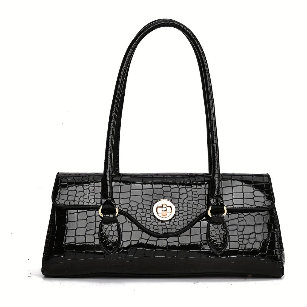 Crossbody Bag for Women – Crocodile Embossed High Gloss Textured – front view