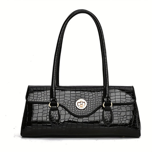 Crossbody Bag for Women – Crocodile Embossed High Gloss Textured – front view