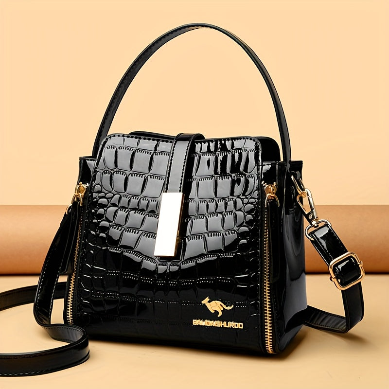Crossbody Bag for Women – Crocodile Pattern Bucket Multi Functional – detail view 19