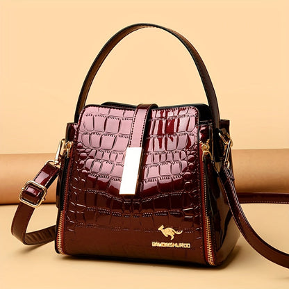 Crossbody Bag for Women – Crocodile Pattern Bucket Multi Functional – front view - product view 20