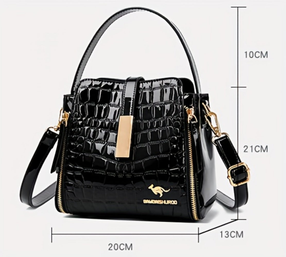 Crossbody Bag for Women – Crocodile Pattern Bucket Multi Functional – detail view 10
