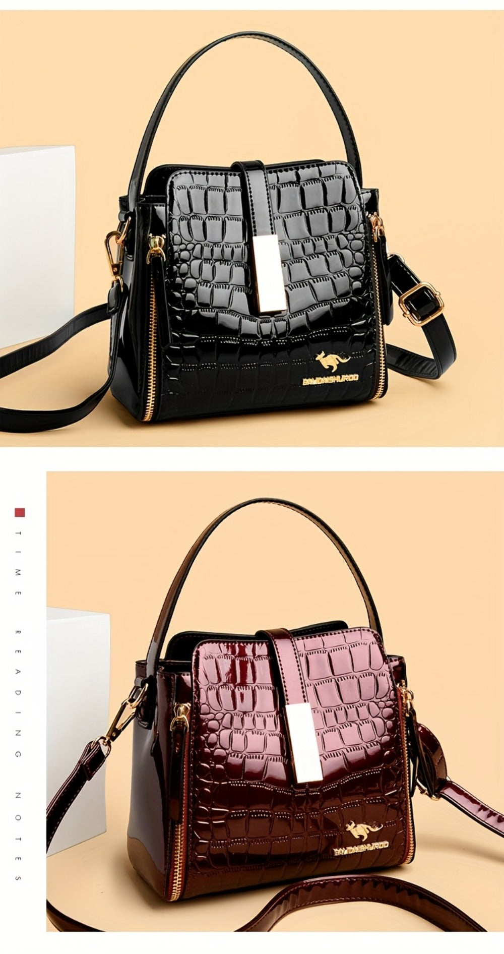 Crossbody Bag for Women – Crocodile Pattern Bucket Multi Functional – detail view 18